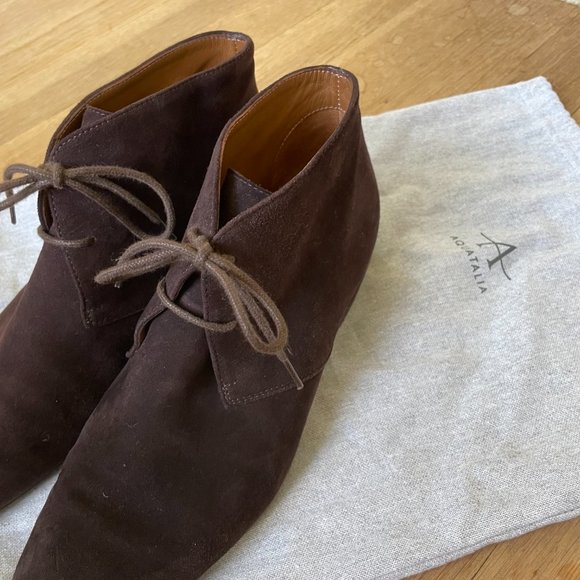 Aquatalia Brown Suede Lace Up Booties Size 7 - Picture 3 of 10